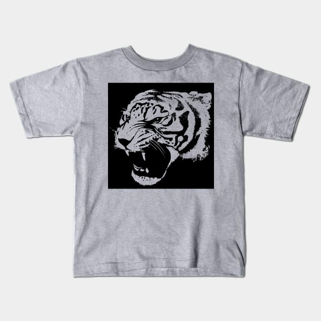 Tiger Head Silhouette Kids T-Shirt by Tamie